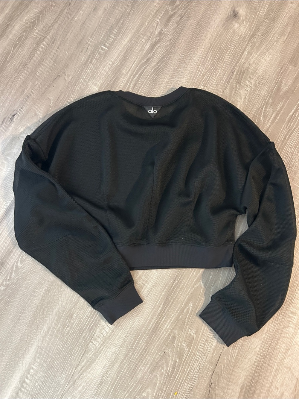 ALO Yoga Black Cropped mesh crew Sweatshirt